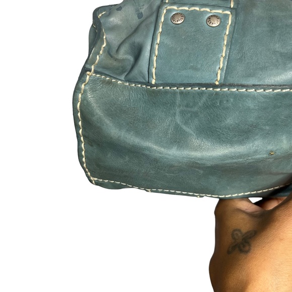 FOSSIL BLUE LEATHER SATCHEL - Picture 15 of 16